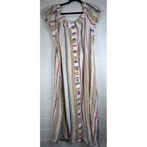 Cato Fashion Striped‎ Button Front Maxi Dress Plus Size 18/20W Summer Casual NWT